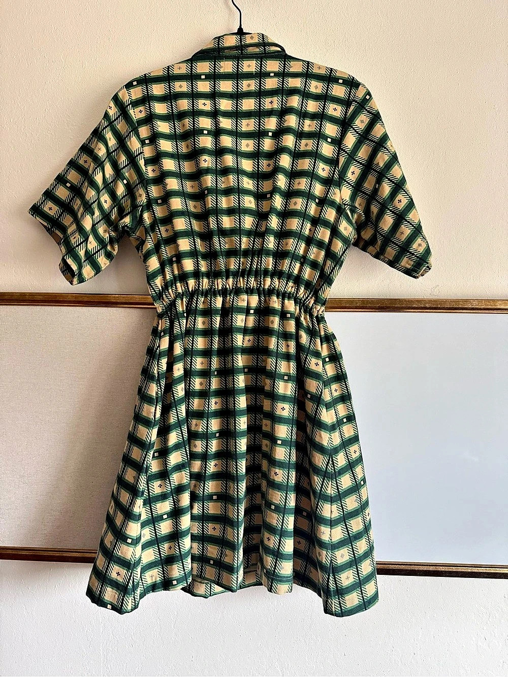 Noble Utility Dress Plaid Mini Dress Green & Tan Medium - Picture 3 of 5